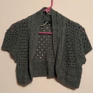 Vanity Dark Gray Open-Knit Shrug